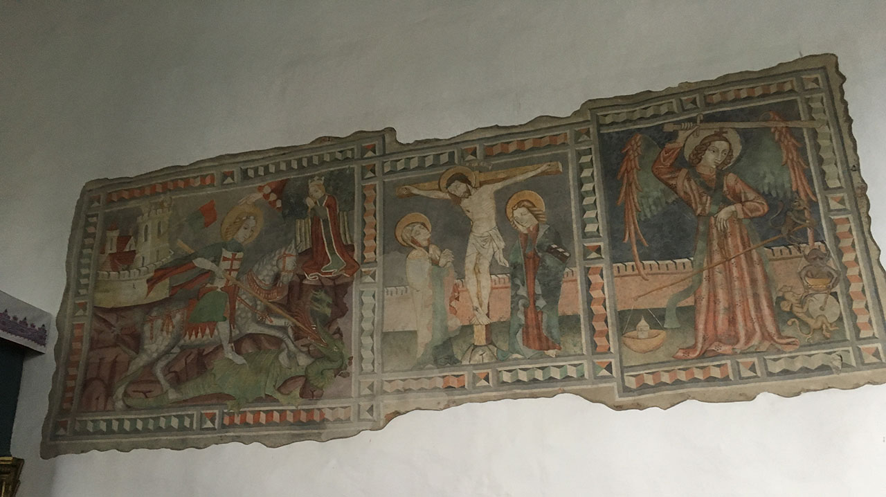 középkori freskó, Szent György, Szent Mihály ábrázolás